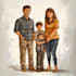 draw a minimalistic vector portrait for your family