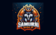 design samurai wolf mascot logo with express delivery