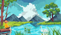 create pixel art background or environment design