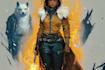 design cyberpunk and fantasy character splash art