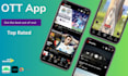 create ott and iptv, netflix alternative streaming platform with an admin panel