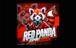 design creative red panda mascot logo with express delivery