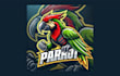 design creative parrot mascot logo with express delivery