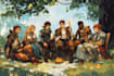 draw dnd party fullbody group illustration