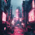 do a cyberpunk futuristic city