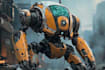 custom futuristic mecha robot character illustration art