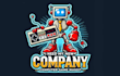 design robot computer game mascot logo with creative concepts