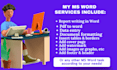 edit, redesign, type, and format microsoft word documents