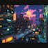create a cyberpunk futuristic city art