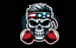 make skull head fighter mascot logo design for you with new concept