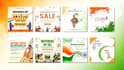 design independence day social media ads posts and flyer