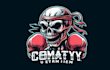 design skull head fighter mascot logo with unlimited revision