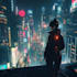 create a cyberpunk futuristic city art