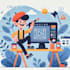 create flat vector minimalist character illustration