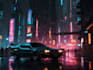 do cyberpunk futuristic city art