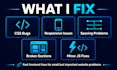 fix HTML CSS javascript bugs and responsive issues fast