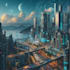 do futuristic cyberpunk city and sci fi concept art