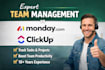 manage teams on click up and monday