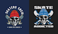 do illustration skeleton skate logo and t shirt design