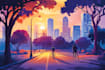 draw a flat vector landscape illustration