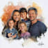 paint a family portrait into a digital watercolor painting with oil painting