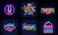 design creative neon sign light text style logo