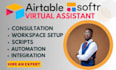 setup airtable database, softr website automation, zapier, make com automation