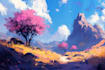 paint professional landscape concept art in painterly style