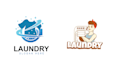 create amazing cartoon clean laundry logo