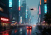 create sci fi or cyberpunk landscape artwork