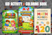 design kid activity book, children workbook, kid math worksheets, coloring book