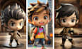 do 3d chibi character modeling, cute 3d cartoon character animation, chibi model