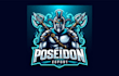 design creative poseidon mascot logo with express delivery