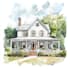 draw house illustration watercolor style
