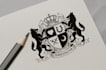design family crest, coat of arms, heraldic, school badge and vintage logo