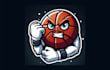 create unique angry ball with hand mascot logo with free source file