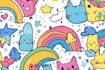 create cute doodle art pattern illustrations