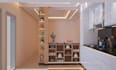 design modern kitchen, cabinets, pantry, and bathroom with 3d rendering