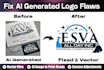 fix ai generated logo flaws and convert to vector quickly