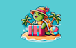 do beach turtle holiday mascot logo  fun  unique design