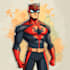 draw black and white comic superhero character line art