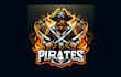 create modern pirates mascot logo with express delivery