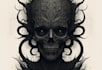 draw dark art illustration with engraving style