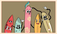design fun cartoony illustration in vintage retro style