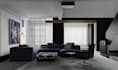 modern 3d villa apartment, render minimalist interior, lounge area, pool garden