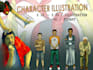 draw character illustration and background