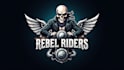 do skull biker with engine and wings mascot logo design with company