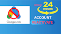 do google ads advertiser verification within a 24 hours account suspended issue