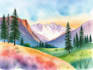 draw a watercolor landscape illustration