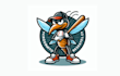 custom mosquito baseball mascot logo  unique playful design